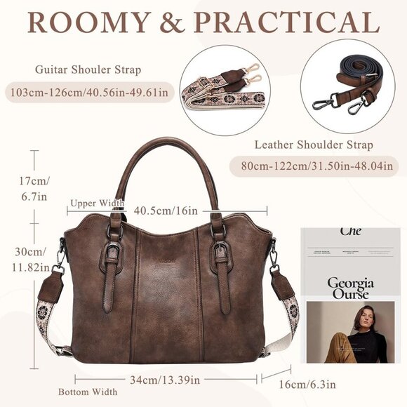 Hobo Bags for Women, Vegan Leather Top Handle Satchel Shoulder Purse Handbag Pur - Picture 2 of 7